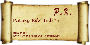 Pataky Kálmán névjegykártya